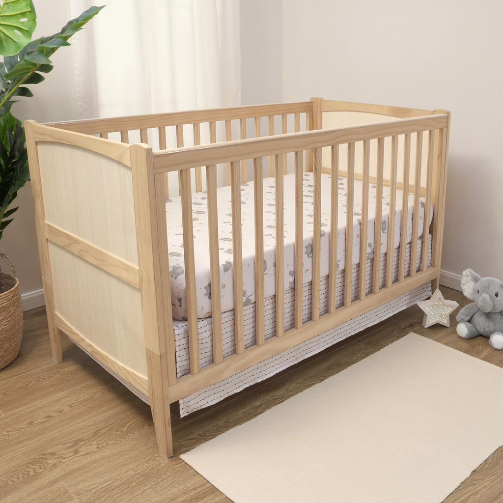 3 Piece Elephant Whimsy Baby Crib Bedding Set Boy or Girl, Nursery Decor Boy Crib Comforter Set, Classic Neutral