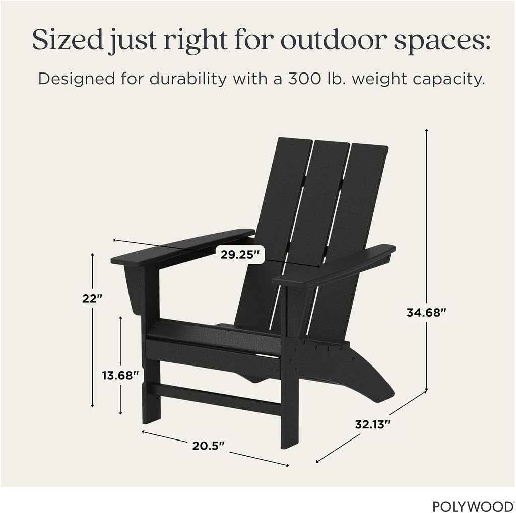 Modern Adirondack Chair - All-Weather Outdoor Lawn Adirondack Chairs - HDPE, Fade-Resistant & Durable Outdoor