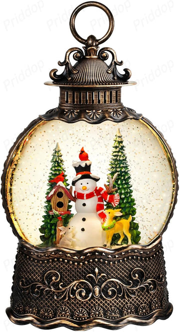 Snowman Snow Globe Christmas Decorations Indoor Deer Cardinal Snowman Gifts Classic Relief Texture Musical Glitter