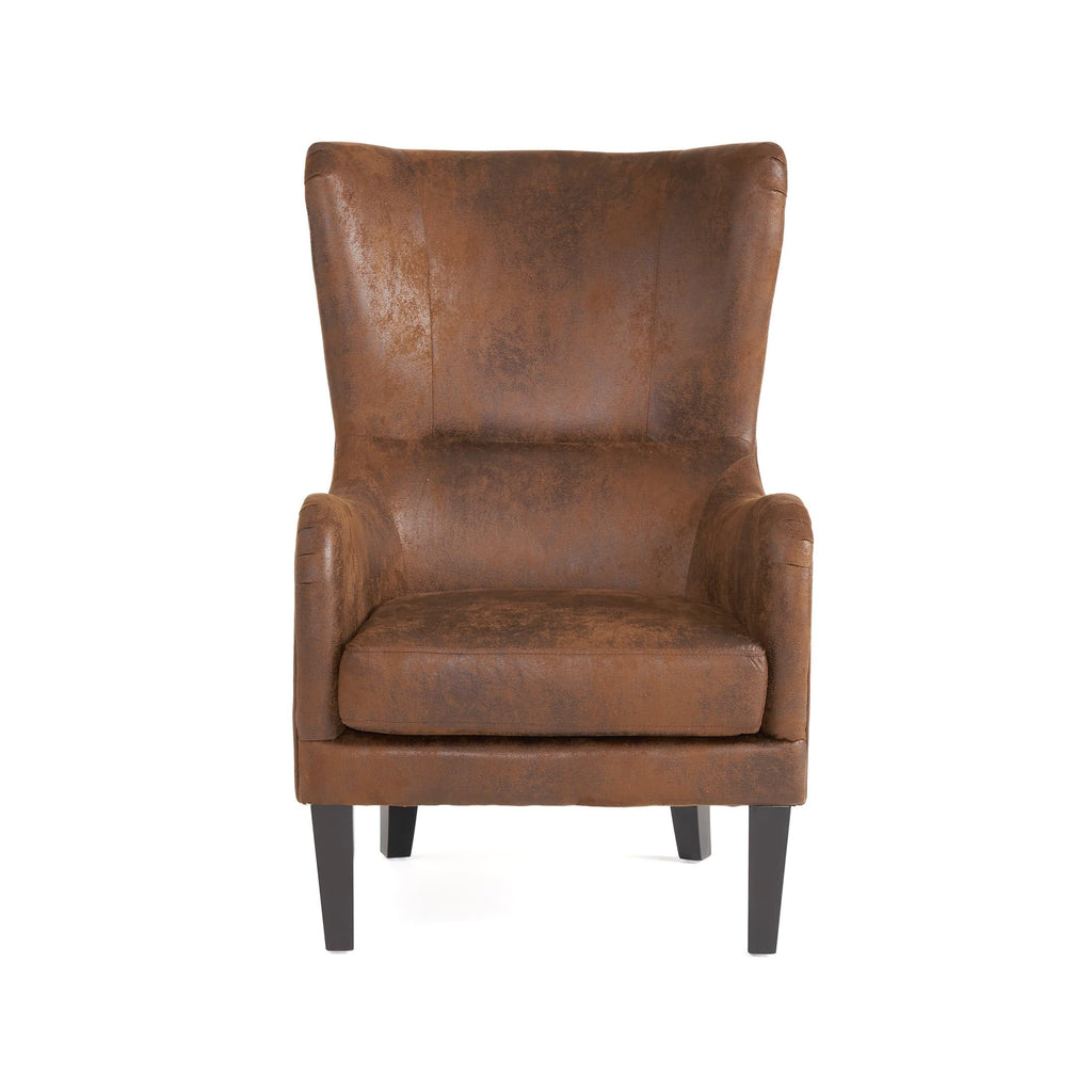 Mid-Century Modern Wingback Chairs, Accent Club Chair with Nailhead Trim, Faux Leather Armchair Sofa Reading Single