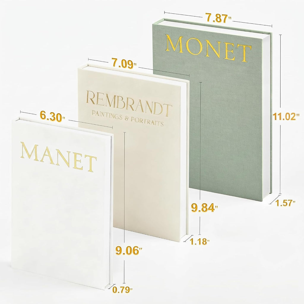 Aesthetic Decorative Books, Set of 3 Linen Faux Book Boxes, Sage | Beautiful Fake/Faux Books for Modern Home Decor