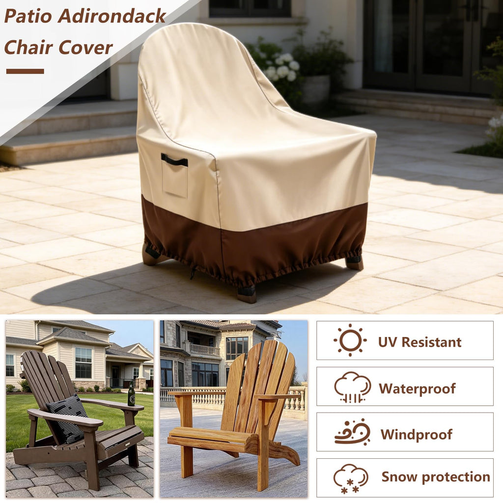 Waterproof Outdoor Adirondack Chair Cover 30" W x 32" D x 37" H, Patio Adirondack Chair Covers with All Weather