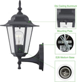 Outdoor Wall Lantern, Black Wall Sconce for House Porch Lighting Fixture, E26 Base 60W Max, Metal Housing Plus Glass