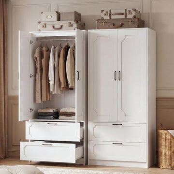 71''H Armoire Wardrobe Closet with 2 Doors and 2 Drawers