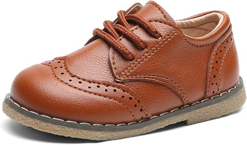 Toddler Boys Girls Dress Shoes Comfort Oxford Shoes Wedding Church Dress Shoes Lace Up School Uniform Loafer Flats