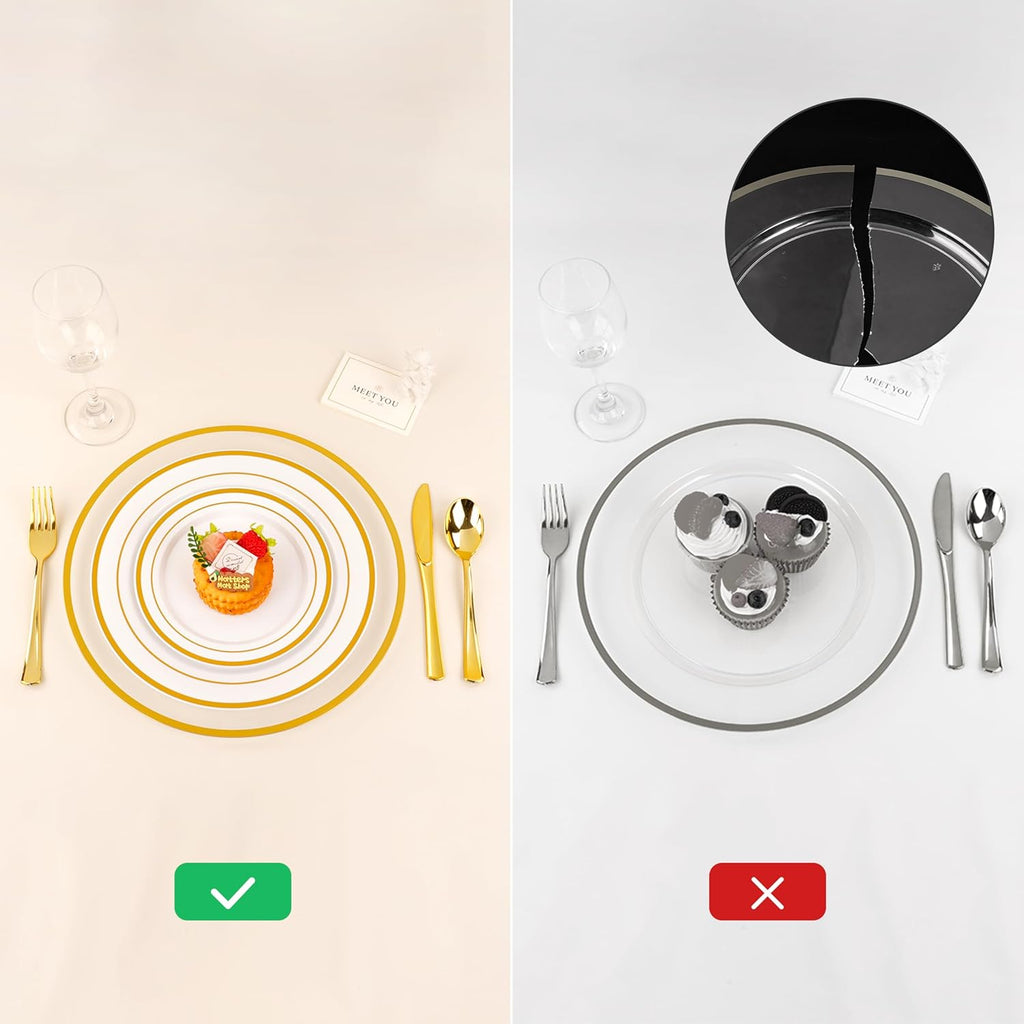 Inch Clear Charger Plates with Gold Rim - Set of 15