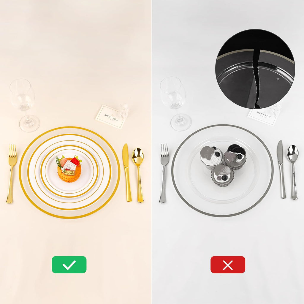 Inch Clear Charger Plates with Gold Rim - Set of 50