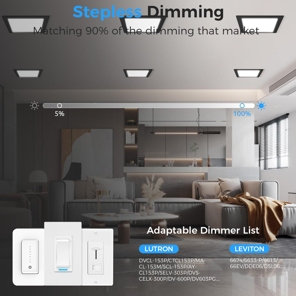 8 Inch Square LED Recessed Lighting, 20W Dimmable, 5CCT