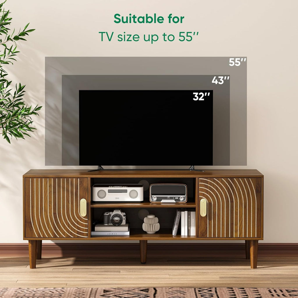 47" TV Stand for TVs up to 55 Inch, Entertainment Center with Storage and Adjustable Shelves, Modern Media Console