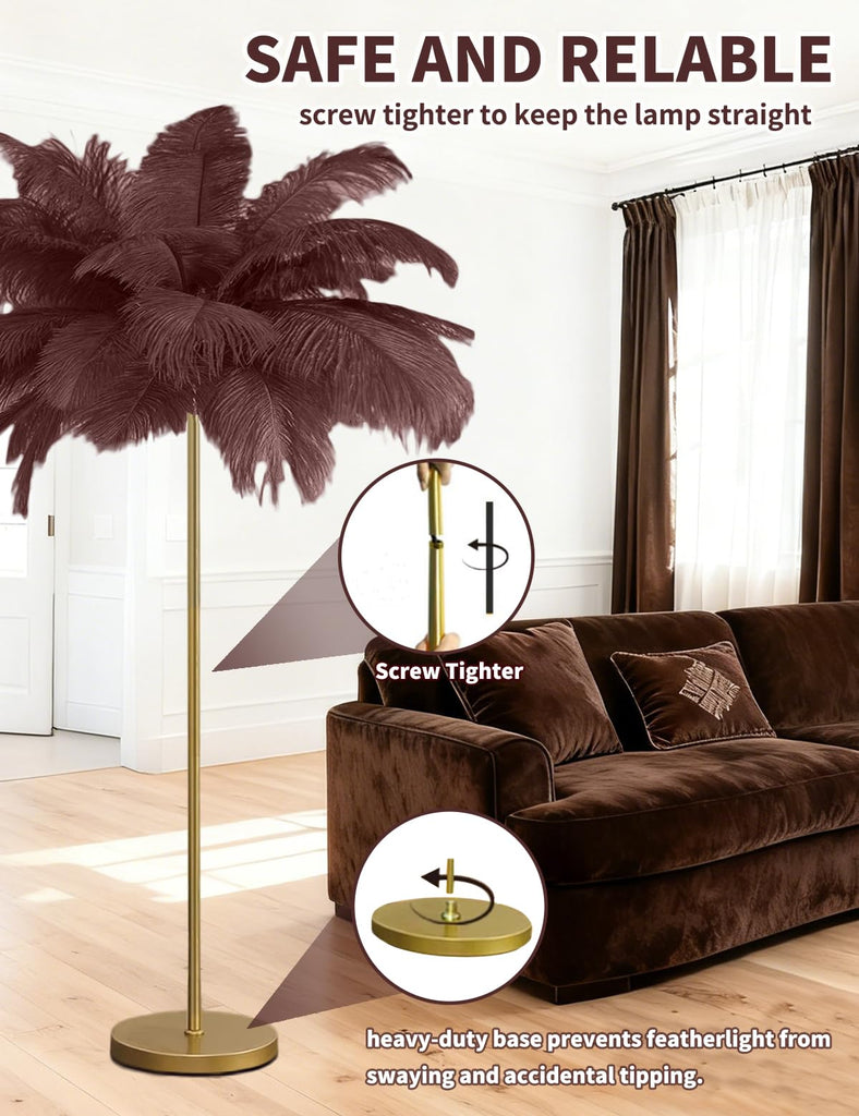 Feather Floor Lamp, Fluffy Ostrich Feather Floor Lamp, 3 Color Temperatures Led Corner Modern Floor Lamps Christmas