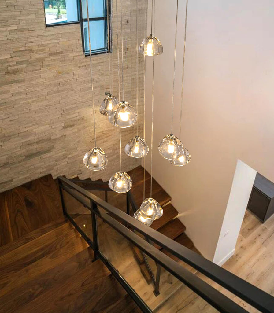 Glam Chandelier with LED Dimmable Bulbs Bubble Crystal Balls Glam Chandeliers High Ceiling Pendants Light Fixtures