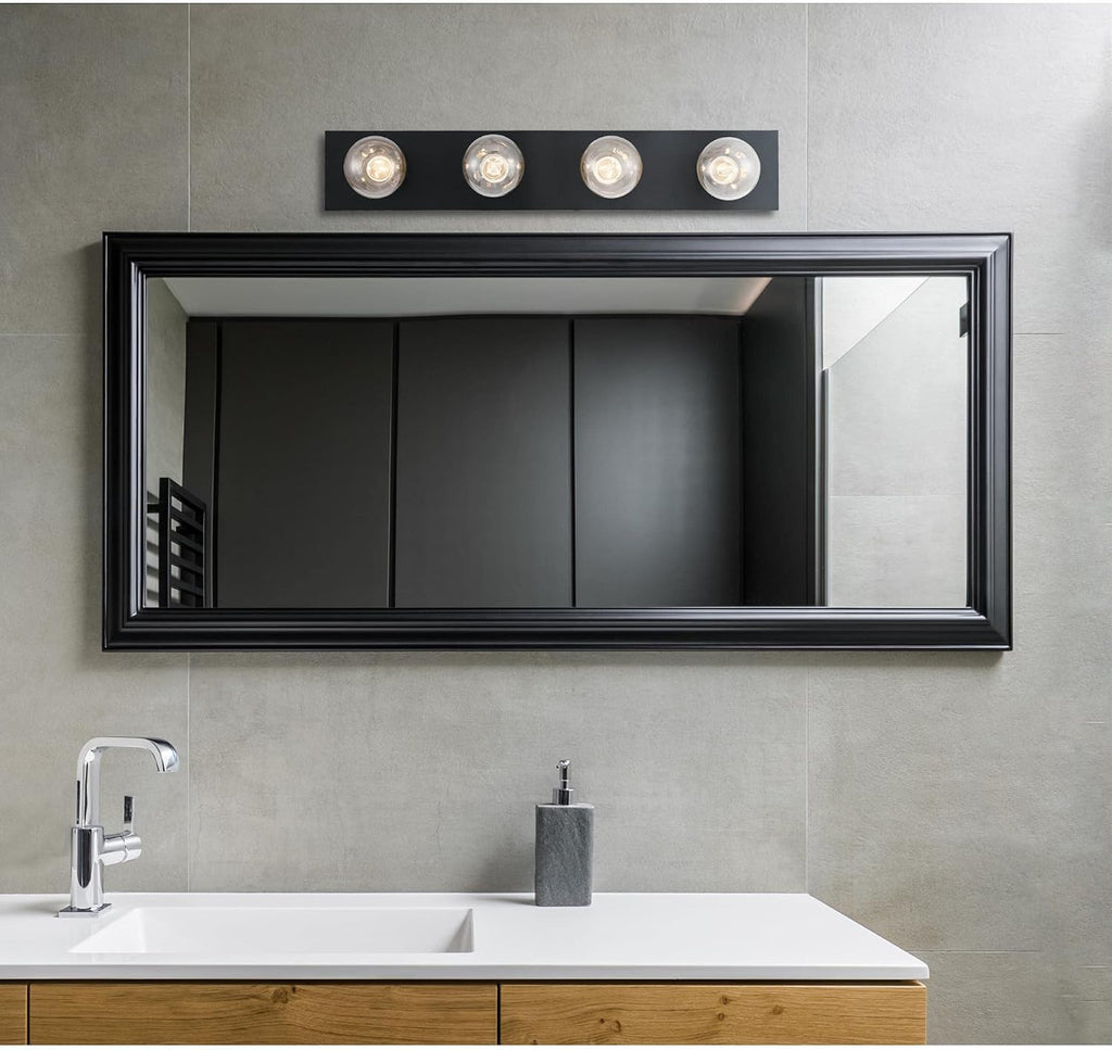 Traditional Four-Light Indoor Vanity Light Fixture, Matte Black