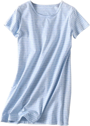 Girl's Stripes Nightgowns Cotton Sleep Shirts Sleepwear Princess Nightdress