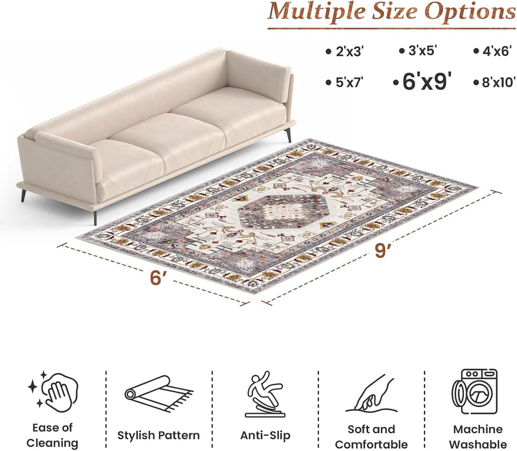 Outdoor Boho Area Rug 6x9 Ft Outside Rug Outdoor Carpet Large Floor Mat