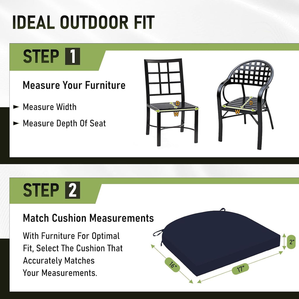 Outdoor Chair Cushions Set of 4, Outdoor Cushions Furniture, Water Resistant Patio Chair Cushions with 2 Ties