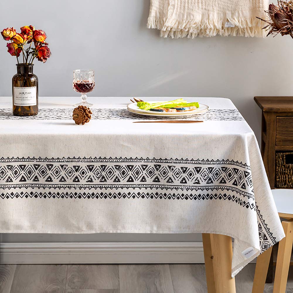 Modern and Minimalist Tablecloth Linen Fabric Decorative 52x70 Rectangle Printed Pattern Geometry Design Non-Fade