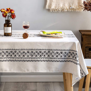 Modern and Minimalist Tablecloth Linen Fabric Decorative 55x102 Rectangle Printed Pattern Geometry Design Non-Fade