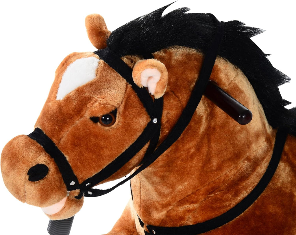 Spring Rocking Horse Durable Plush for Toddlers with Realistic Sounds