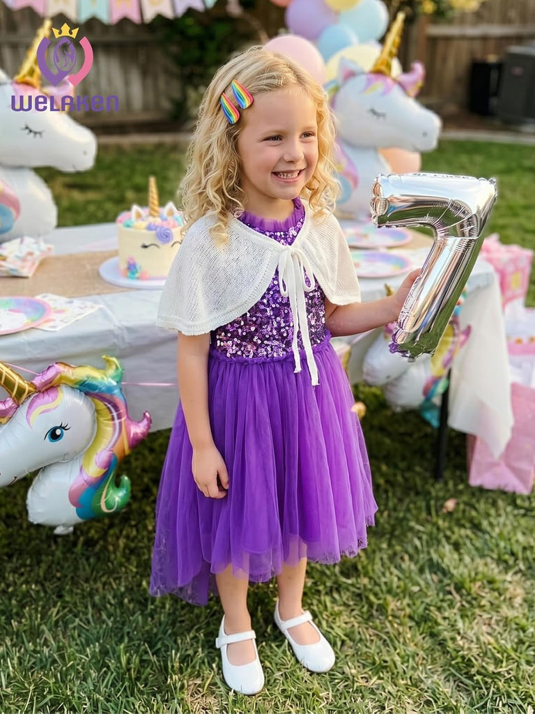 Girls Sequin Dress for Kids Sparkly Halter Neck Sleeveless Casual Party Wedding Twirl Dresses