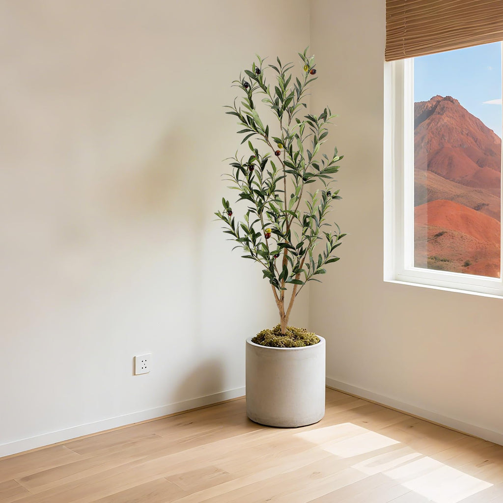 Faux Olive Tree with Natural Wood Trunk, 4ft, 1Pack
