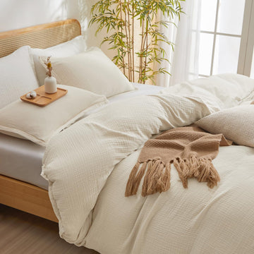 Natural Cooling Muslin Duvet Cover Set Linen