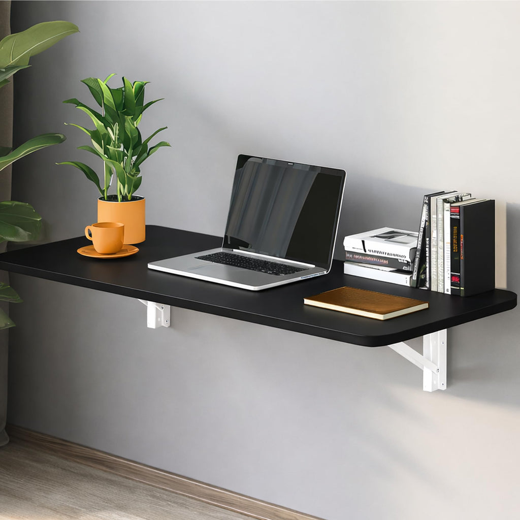 Laundry Folding Table, 40'' x 20'' Wooden Wall Mount Desk, Laundry Table for Folding Clothes, 40'' Length (Black