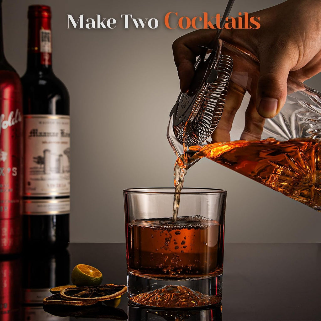 Cocktail Mixing Glass, 18oz Crystal Bartender Kit, Bar Mixing Glass Old Fashioned Cocktail Kit with Strainer - Set of 5
