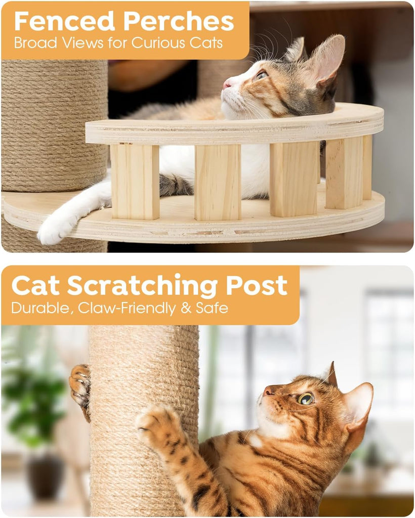 Floor to Ceiling Cat Tree, 102-122" Adjustable Tall Tension Cat Tower