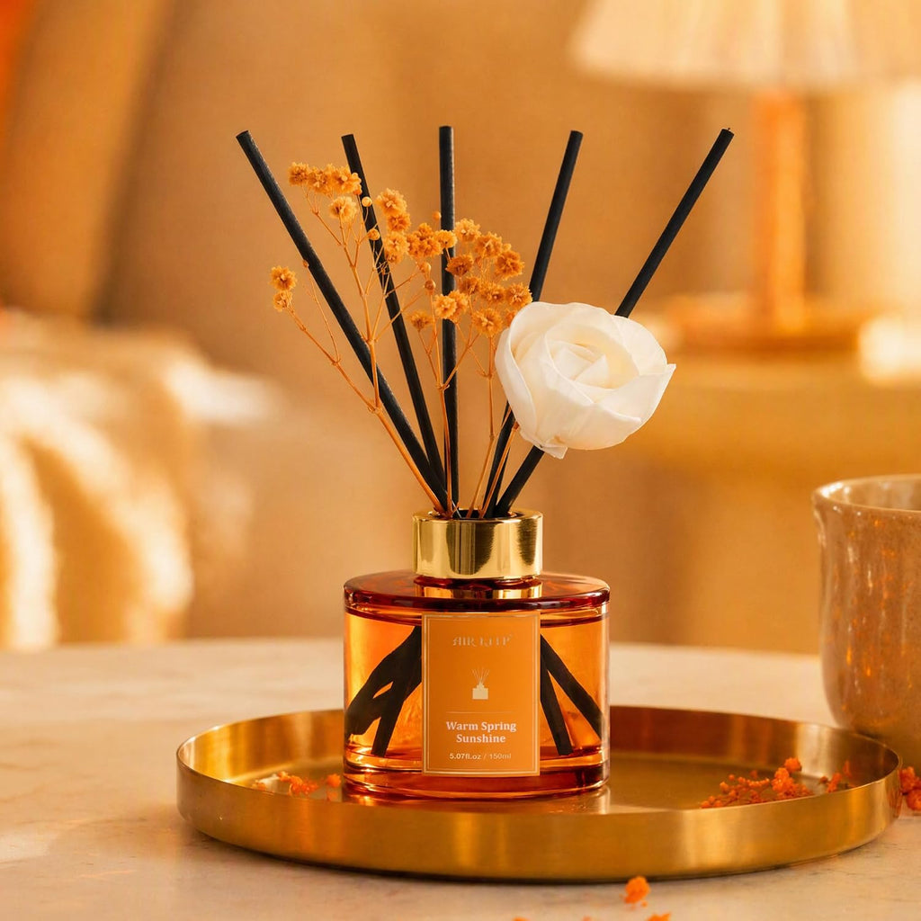 Flower Reed Diffusers Set, 5.07 oz Freesia/Passion Fruit/Orange Scented Oil Diffuser with 8 Reed Sticks, Home