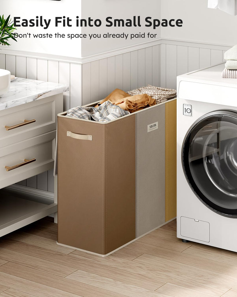 180L 3-Section Laundry Hamper with Lid, Extra Large Dirty Clothes Basket with Sturdy Handles for Laundry Room &