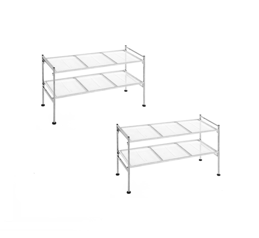 Sturdy Freestanding Storage Shelf, Closet, Entryway, Dorm Room Organizer Stackable Durable Metal Shoe Rack Silver