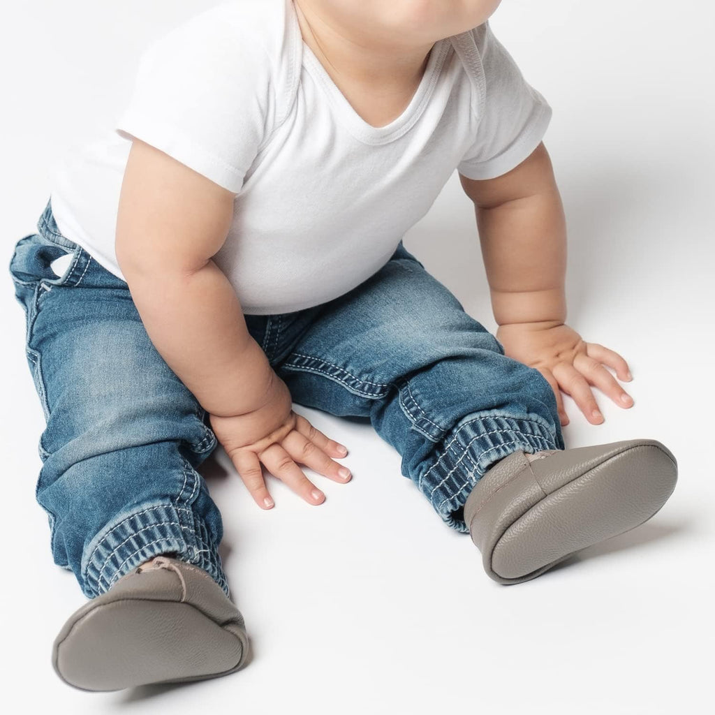 Fringeless Moccasins - Genuine Leather Boys and Girls Shoes for Newborns, Infants, Babies, Toddlers
