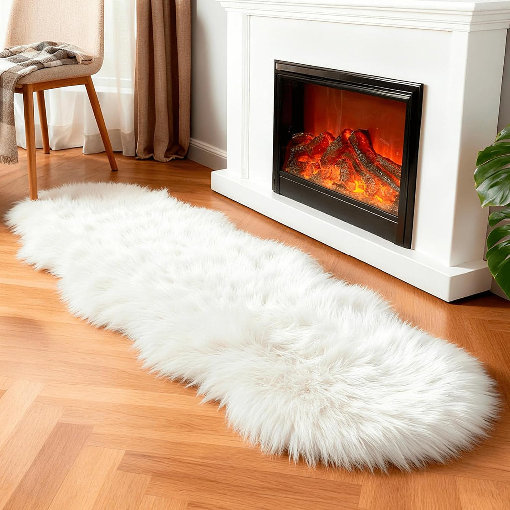 2x6 Faux Fur Runner Rug, Plush High Pile Soft Carpet for Bedroom Living Room