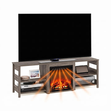 Fireplace 3-Tier TV Stand for TV up to 70 Inch, Rustic Oak