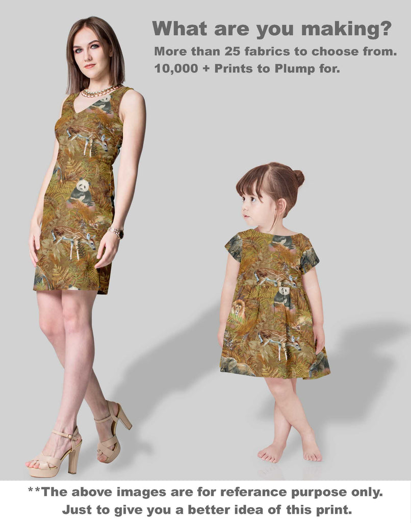 Printed Crepe Satin Fabric by - Animal Pattern - Brown & Green - 42" Wide Japan Crepe Satin by The Yard for Blouses