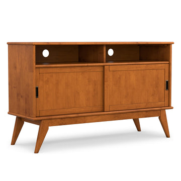 Draper 54" Wide Solid Wood TV Stand in Teak Brown