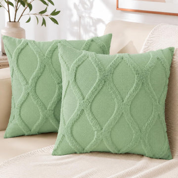 Fall Faux Fur Sage Green Throw Pillow Covers 26x26 Set of 2