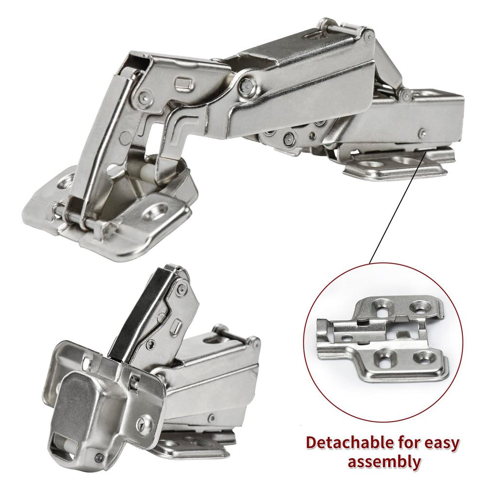175 Degree Kitchen Cabinet Hinges (1 Pair, 2 PCS) Concealed Hydraulic Adjustable Mounting, Soft Closing Nickel-Plated