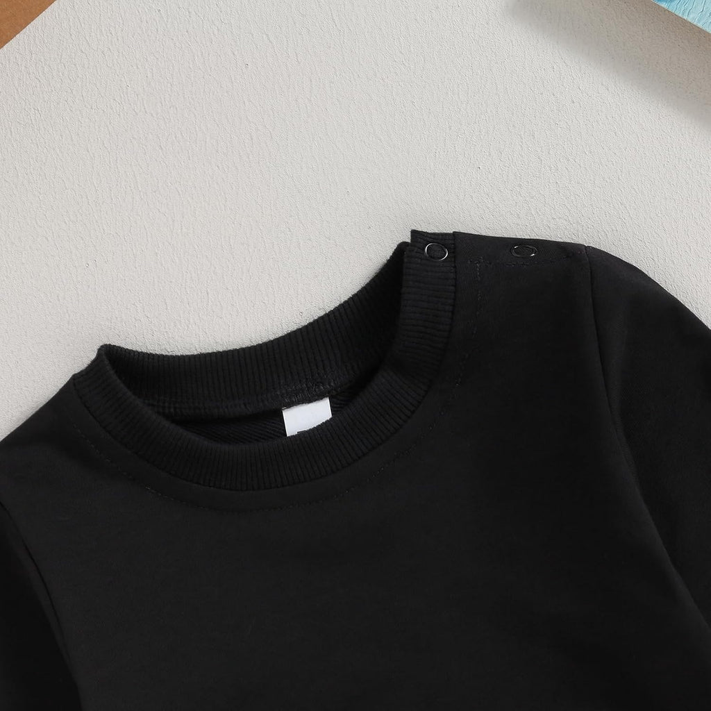 Toddler Baby Boy Girl Long Sleeve Crewneck Pullover Sweatshirt Sweater Outfits Solid Color Casual Clothes