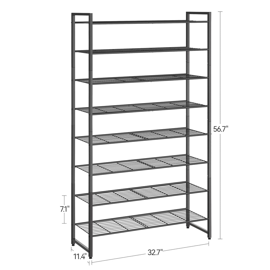 Shoe Rack for Closet, Metal Shoe Organizer, 8 Tier Garage Shoe Rack Max Holds 40 Pairs, Shoe Storage shelf, Entryway