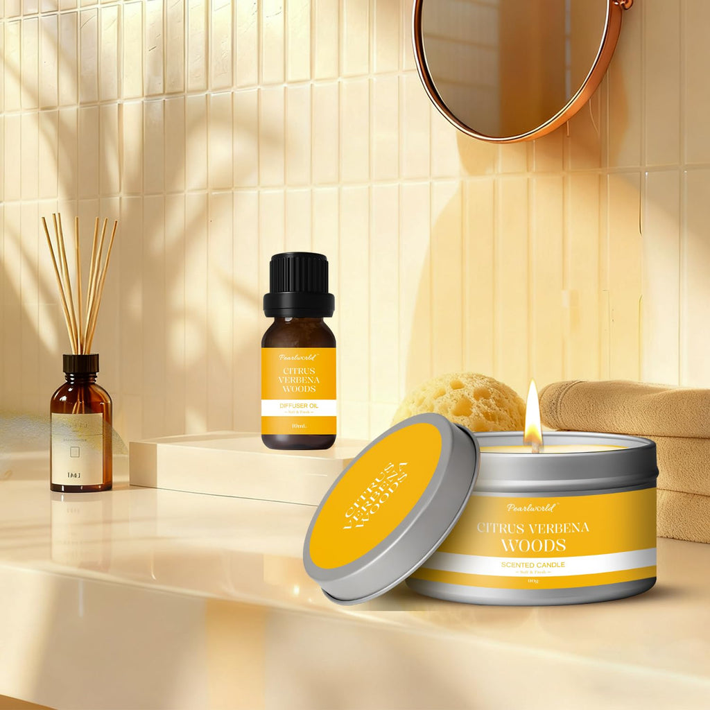 Birthday Gifts for Women, Bubble Bath Gift Box with Beautiful Aroma Diffusing Stone & Diffuser Oil, Citrus - Set of 7