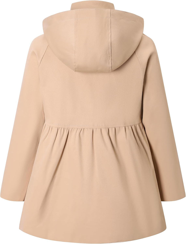 Girl's Waterproof Trench Coat Hooded Rain Jackets