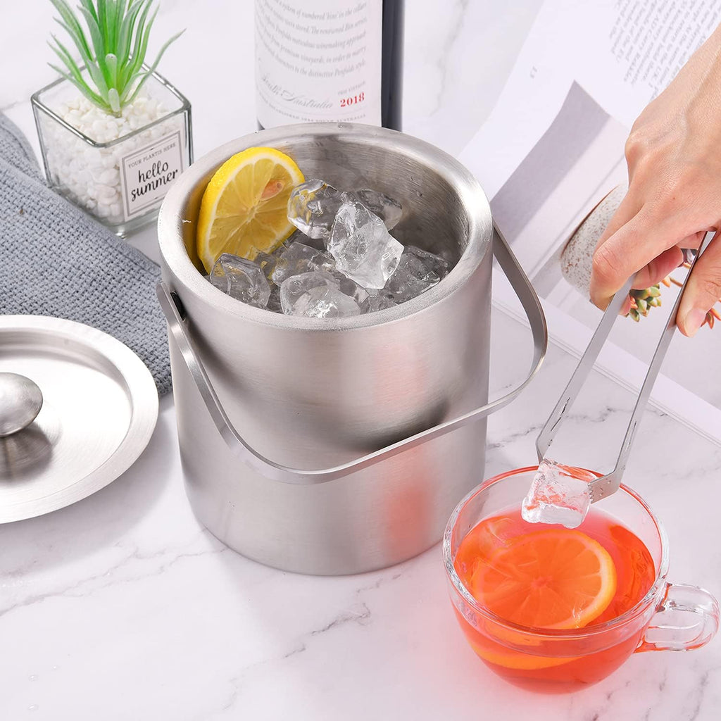 Mini Ice Bucket Portable Double Wall Ice Bucket with Tong