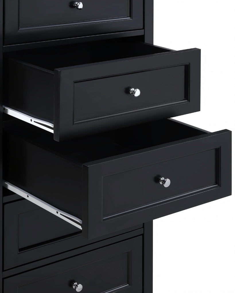 Tall Skinny Dresser with 7 Drawers, Black Narrow Wood Dresser