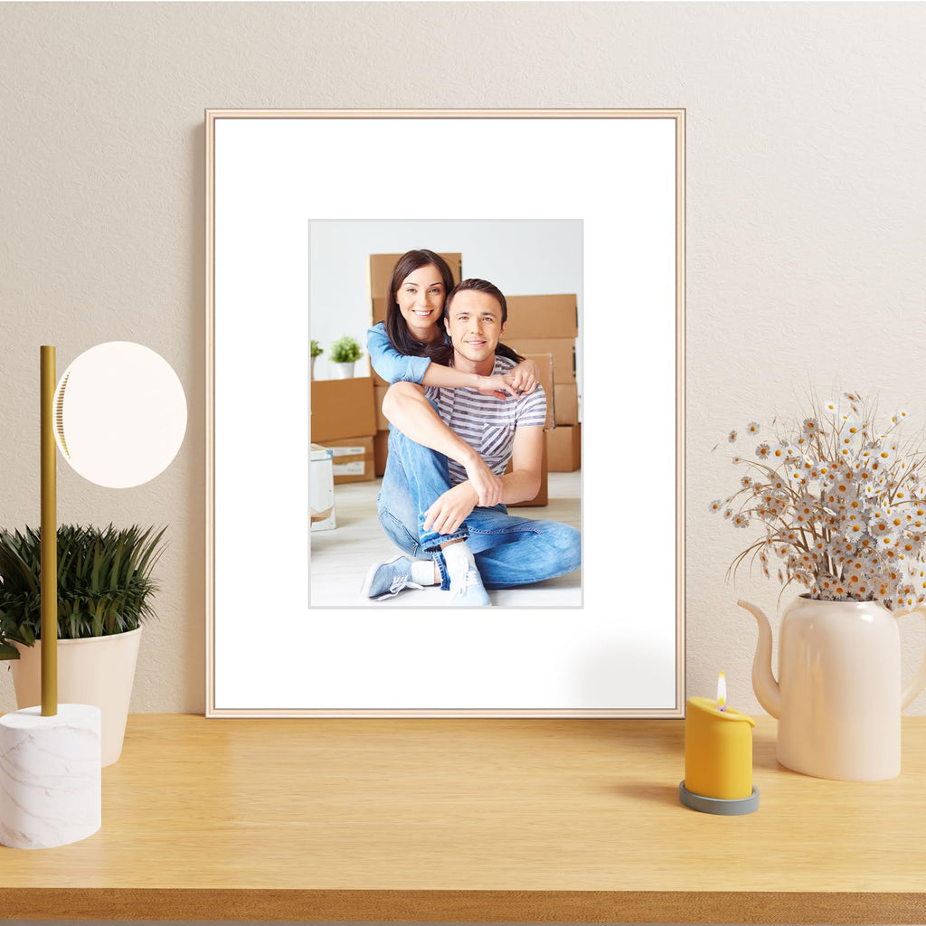 8.5x11 Brass Picture Frames 3Pack, Fits 5x7 Mat, Tabletop & Wall