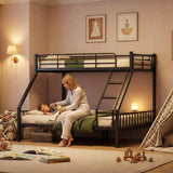 Heavy Duty Twin XL Over Queen Bunk Bed, Metal Steel Bed Frame with EVA-Padded Angled Ladder & Full-Length Guardrails