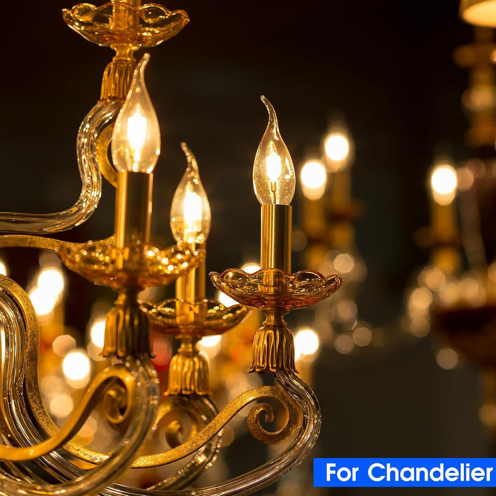 Energetic CA11 E12 LED Chandelier Light Bulbs 40W Equivalent, Dimmable LED Candelabra Bulbs, 2200K Amber White