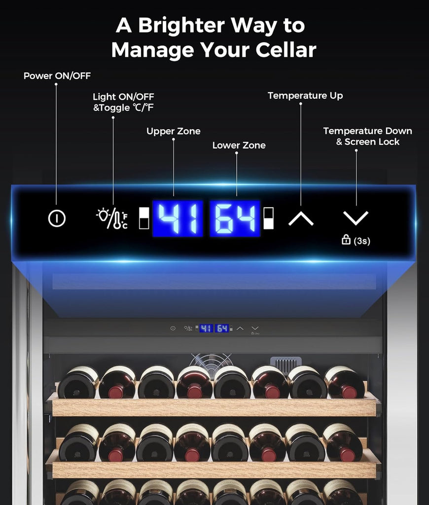 Wine Fridge Beverage Refrigerator - 24” Dual Zone 41 - 64°F/41-64°F Wine Cooler 