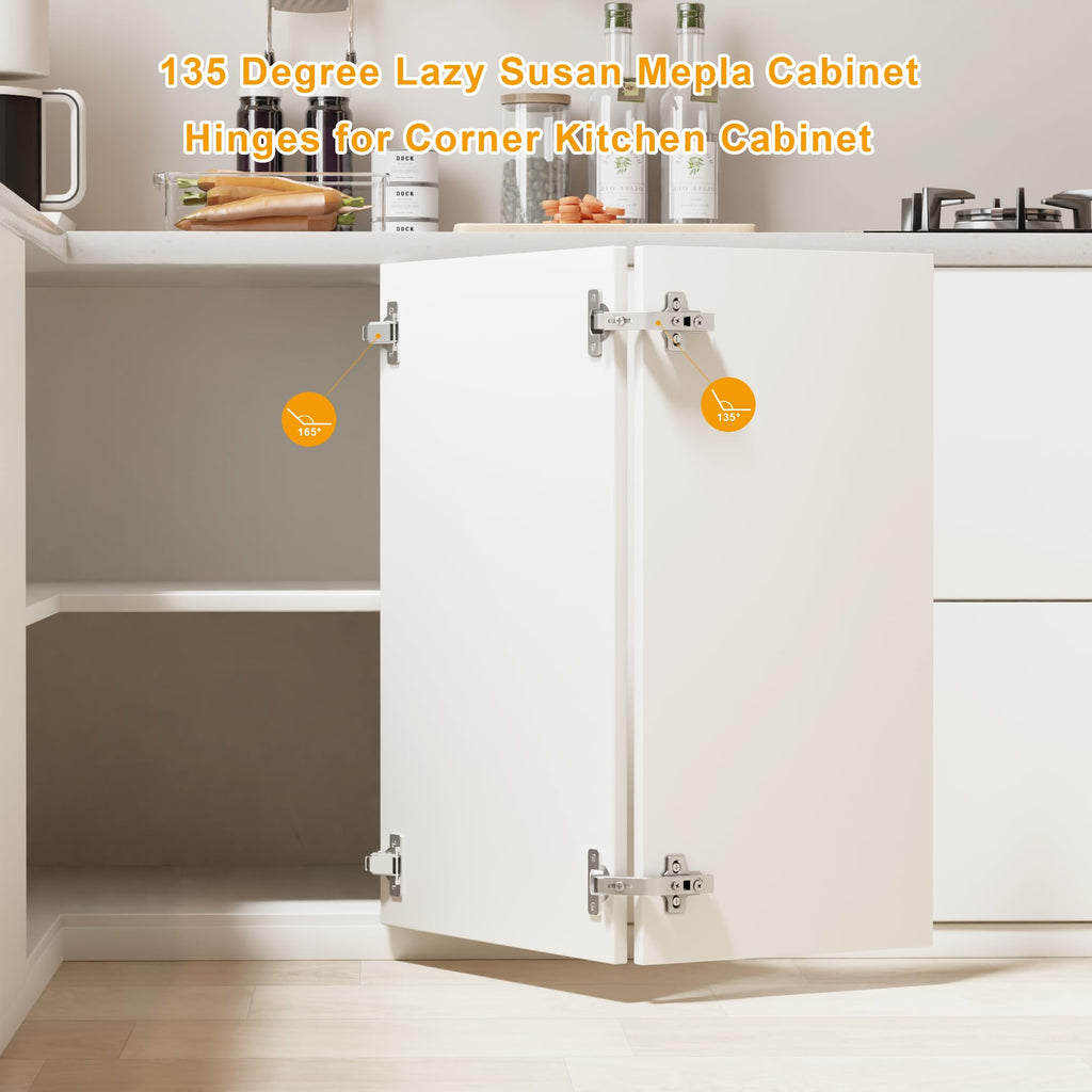 2-Pack 135 Degree Lazy Susan Hinges 50% Faster Install