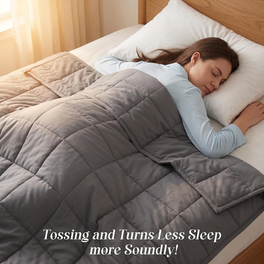 Weighted Blanket for Adults (15 lbs, 60" x 80", Queen Size) Breathable Heavy Throw Blanket for 120-160 lbs, Soft